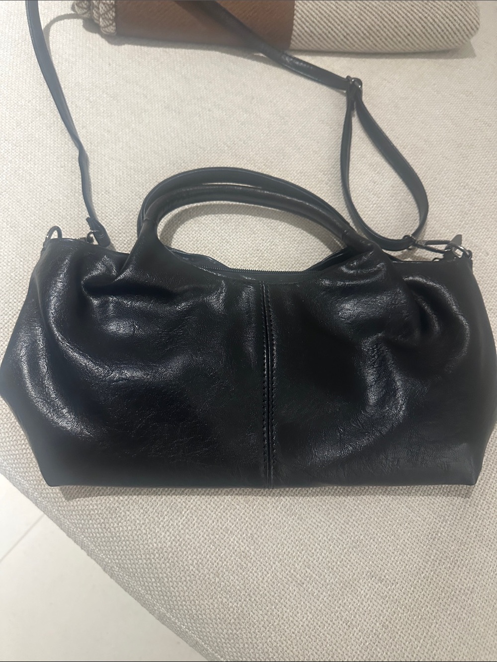 Classic Black Leather like Shoulder Bag - Versatile Everyday Tote